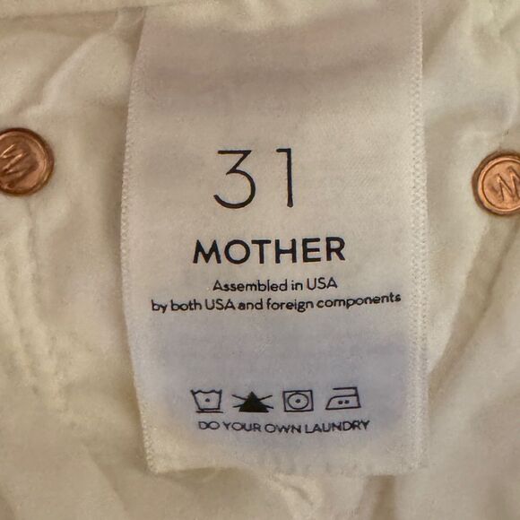 MOTHER The Insider Crop Step Fray Jeans Little Miss Innocent White Size 31 - Picture 6 of 7